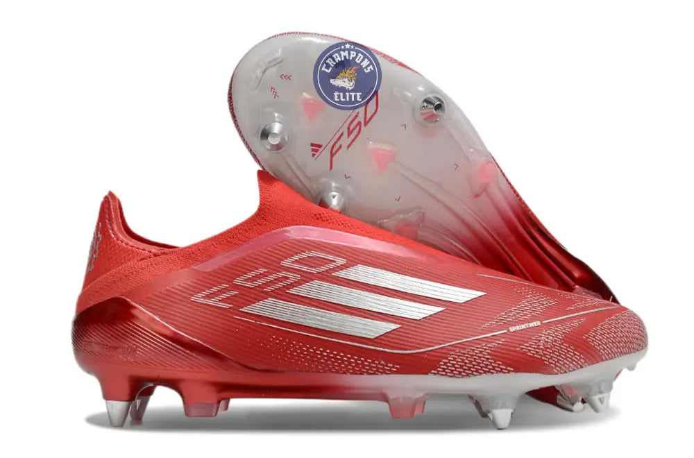 F50 Elite Laceless SG x Soccer.com - Rouge/Argent