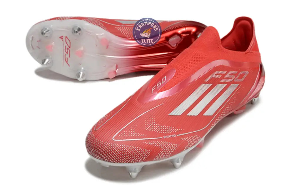 F50 Elite Laceless SG x Soccer.com - Rouge/Argent