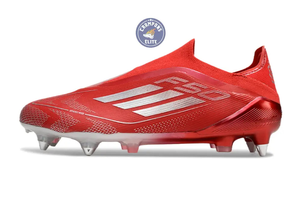 F50 Elite Laceless SG x Soccer.com - Rouge/Argent