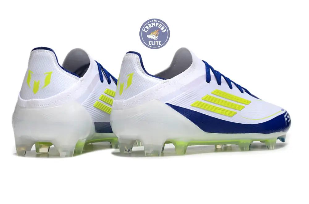 F50 Elite Lacets FG - Blanc/Bleu/Jaune Fluo
