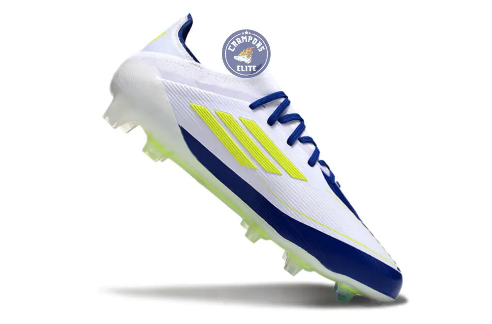 Image of F50 Elite Lacets FG - Blanc/Bleu/Jaune Fluo