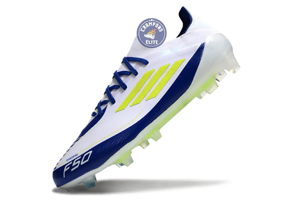 F50 Elite Lacets FG - Blanc/Bleu/Jaune Fluo