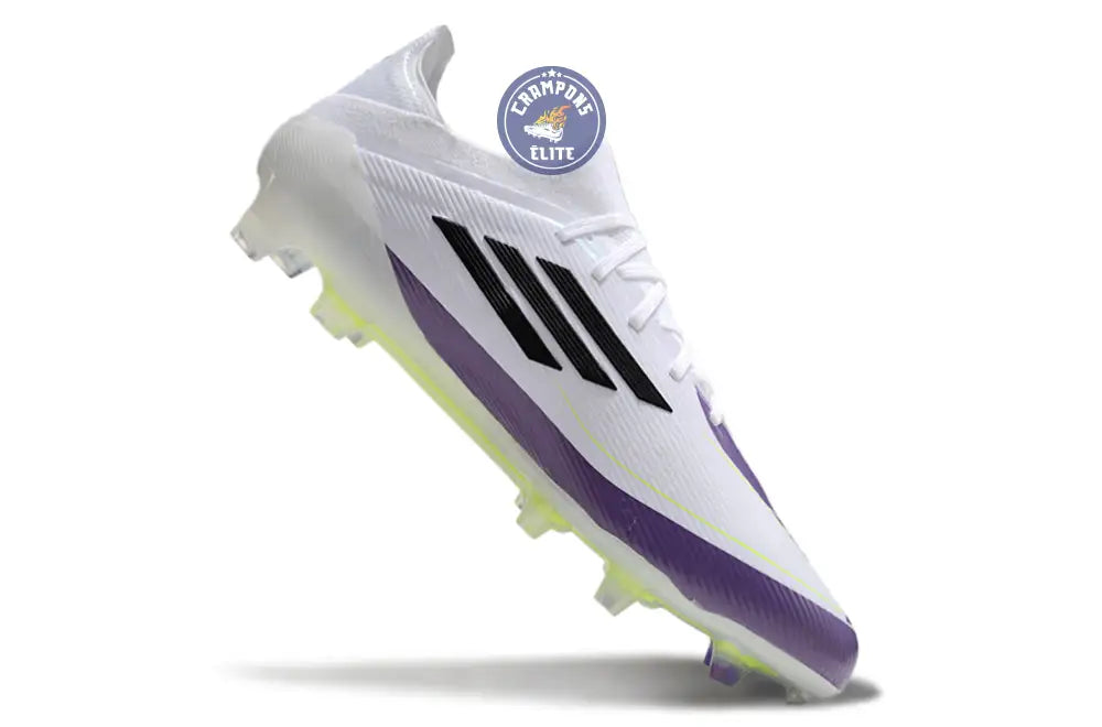 F50 Elite Lacets FG - Blanc/Violet/Jaune Fluo/Noir