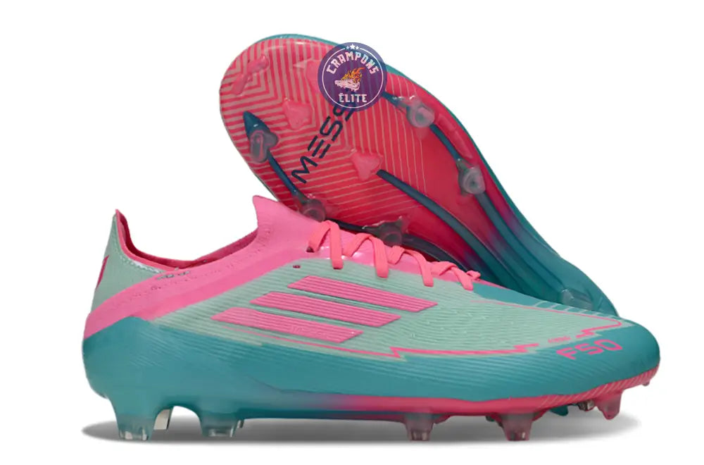 F50 Elite Lacets FG - Bleu Turquoise/Bleu/Rose