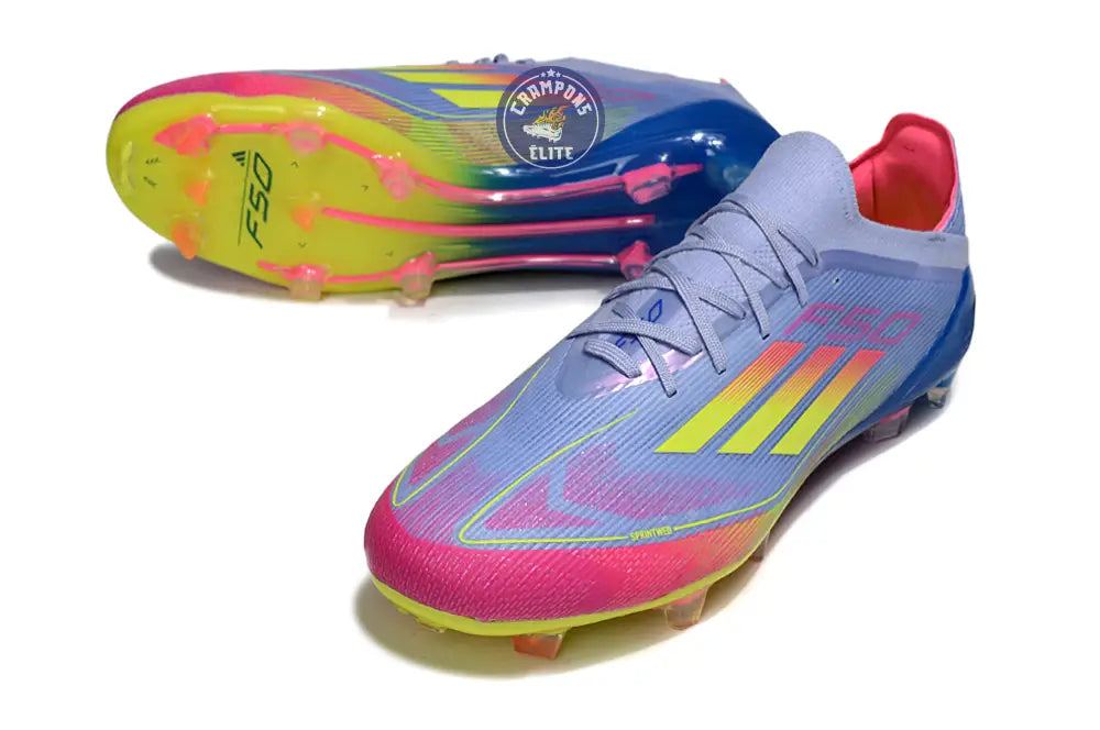 F50 Elite Lacets FG - Blue Fusion/Vert/Rose