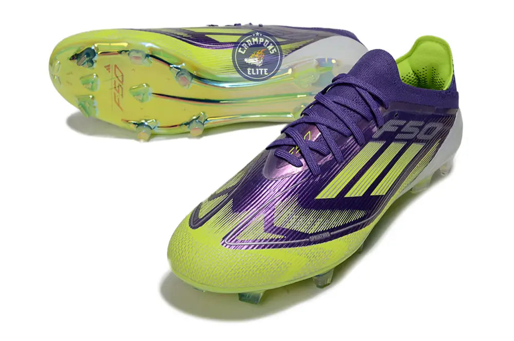 F50 Elite Lacets FG - Violet/Jaune Fluo/Blanc