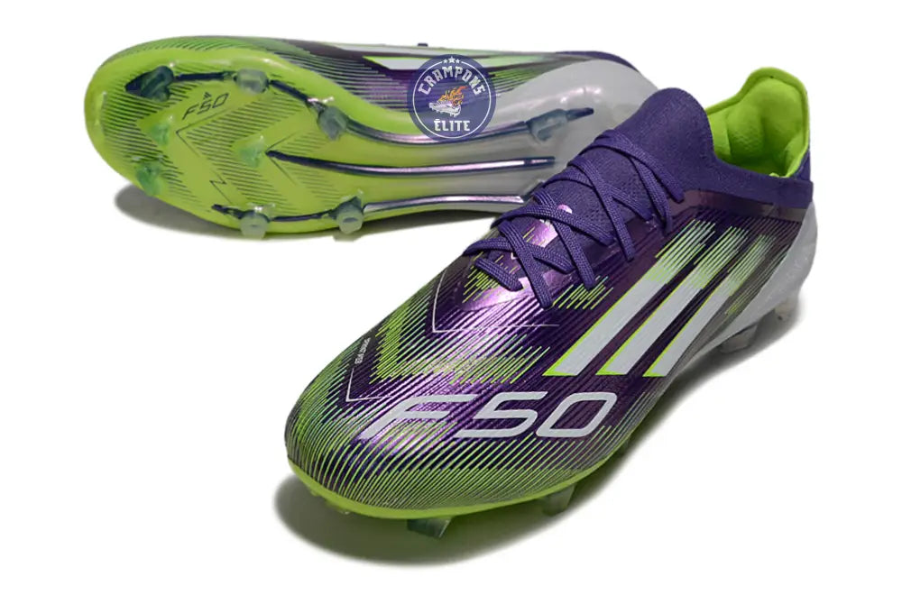 F50 Elite Lacets FG - Violet/Vert Fluo/Gris