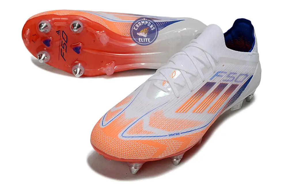 F50 Elite Lacets SG - Blanc/Orange/Bleu