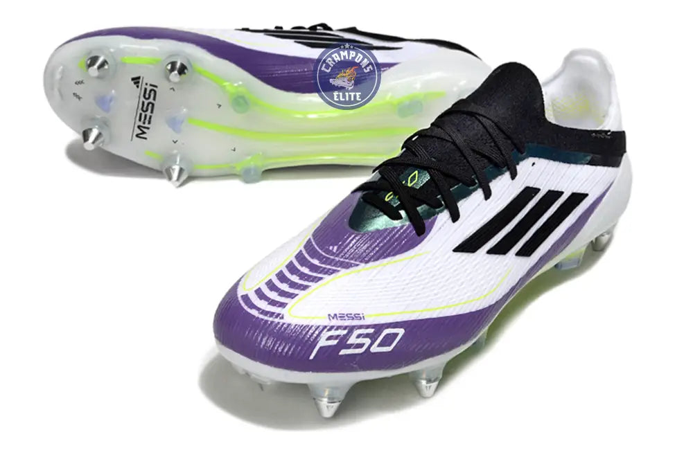 Image of F50 Elite Lacets SG - Blanc/Violet/Jaune Fluo/Noir