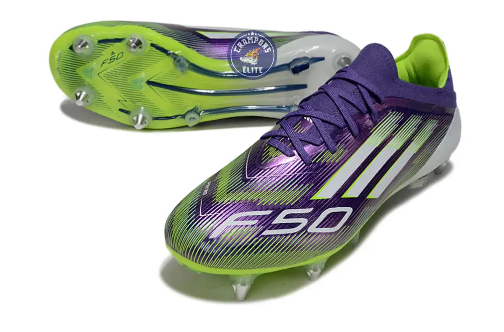 F50 Elite Lacets SG - Violet/Jaune Fluo/Blanc