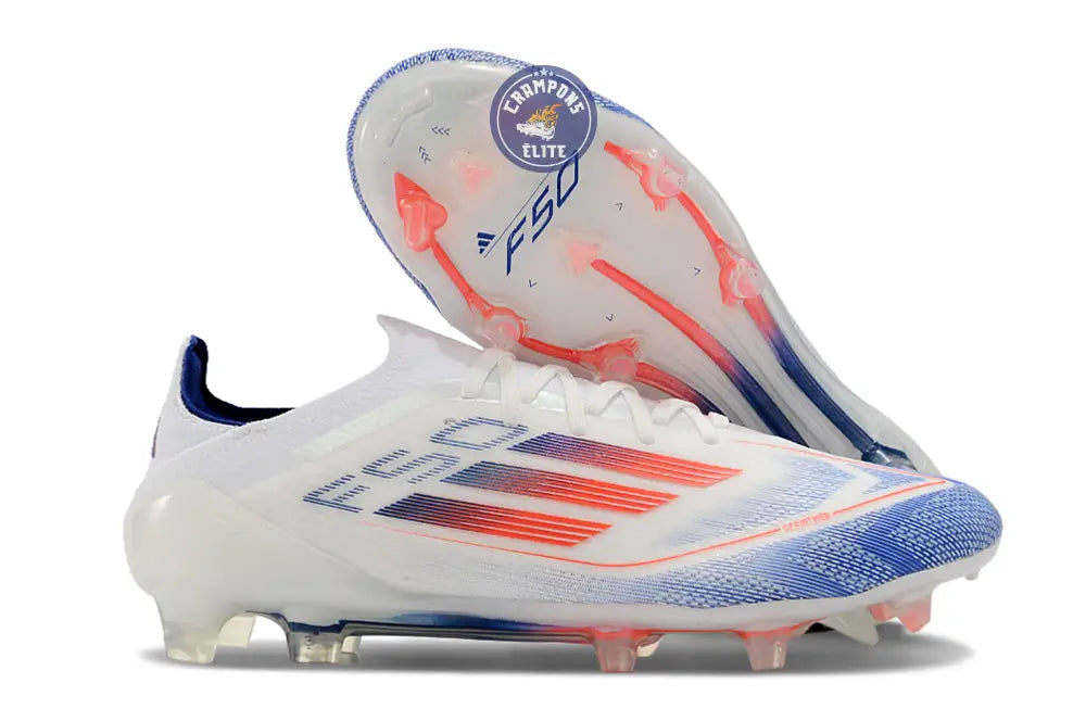 F50 Elitee Lacets FG - Blanc/Orange/Bleu