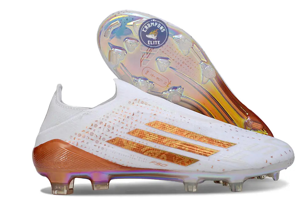 Image of F50 LACELESS ELITE FG x MOHAMED SALAH AFCON - BLANC/BRONZE ÉDITION LIMITÉE