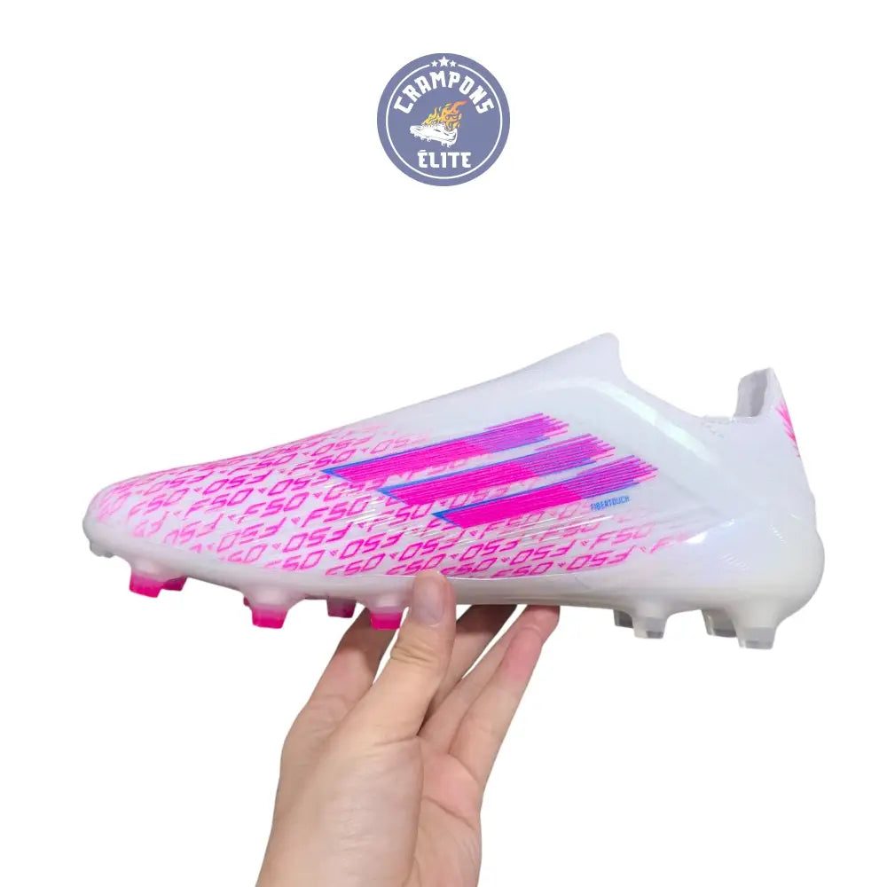 Image of F50 Laceless SPARKFUSION ELITE FG/AG TRINITY - BLANC/ROSE