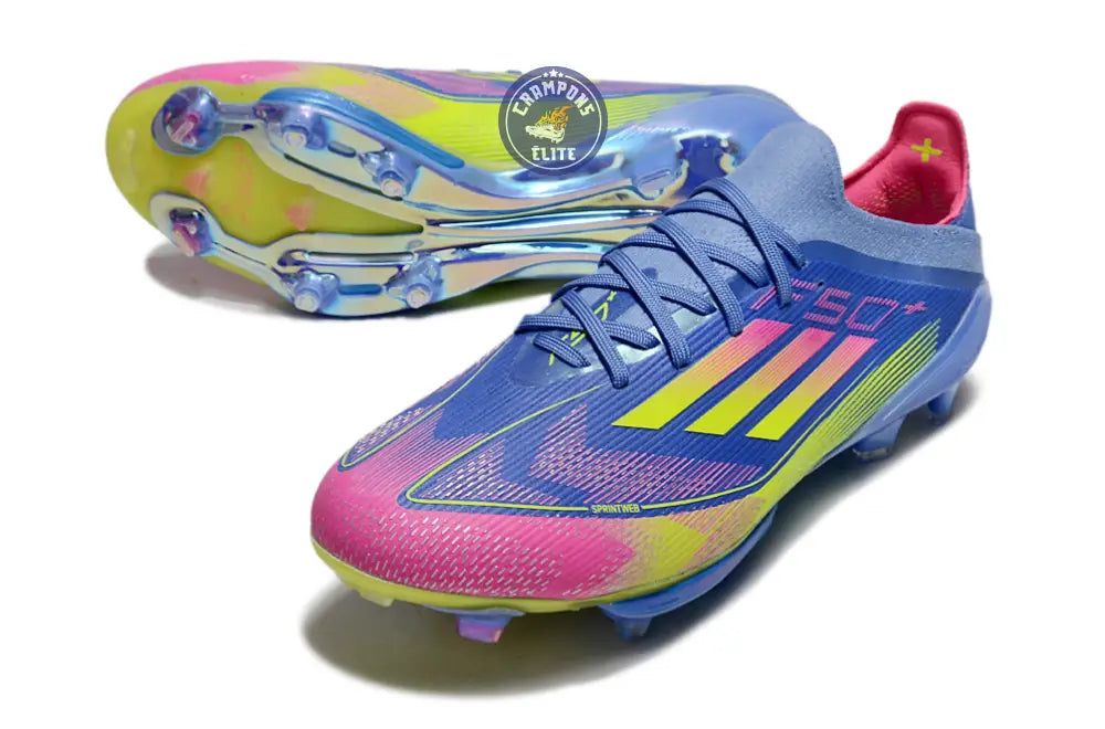 F50 + Lacets FG Celestial Victory - Blue Fusion/Vert/Rose