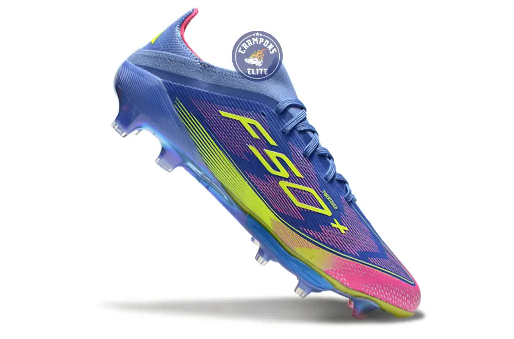 F50 + Lacets FG Celestial Victory - Blue Fusion/Vert/Rose