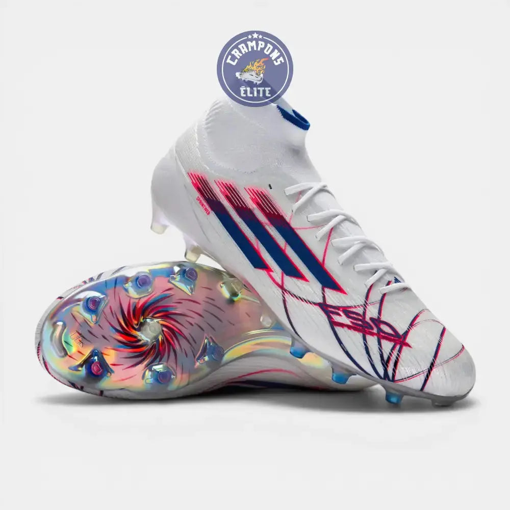 Image of F50 Sparkfusion Mid Cut Lacets FG – Blanc/Bleu/Rouge