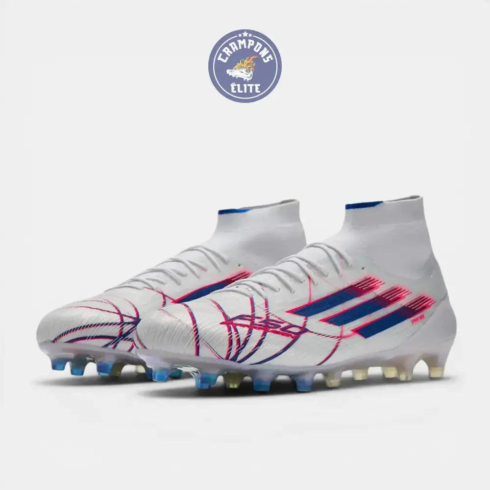 Image of F50 Sparkfusion Mid Cut Lacets FG – Blanc/Bleu/Rouge