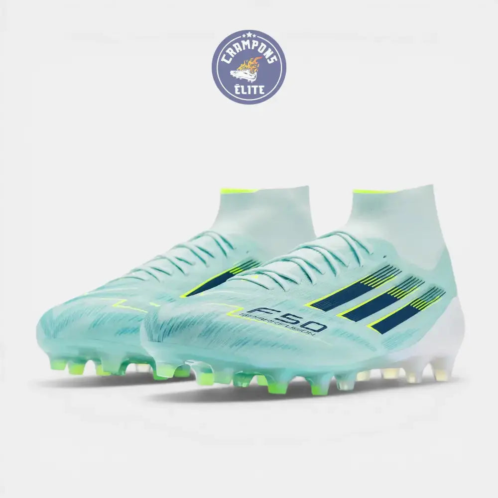 Image of F50 Sparkfusion Mid Cut Lacets FG – Turquoise/Bleu Marine/Blanc