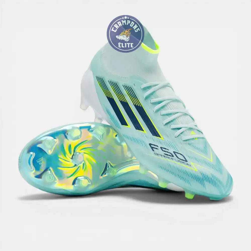 Image of F50 Sparkfusion Mid Cut Lacets FG – Turquoise/Bleu Marine/Blanc