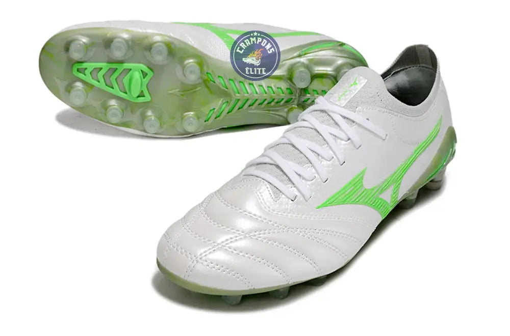 Morelia Neo 4 Beta Elite FG/AG Frontier - Blanc/Vert Néon/Cool Gray