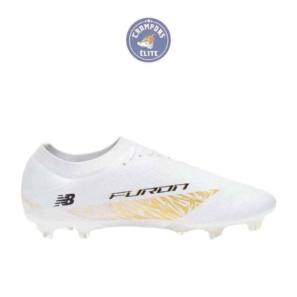 New Balance FURON ELITE V8 FG - Blanc/Or Métallique/Noir