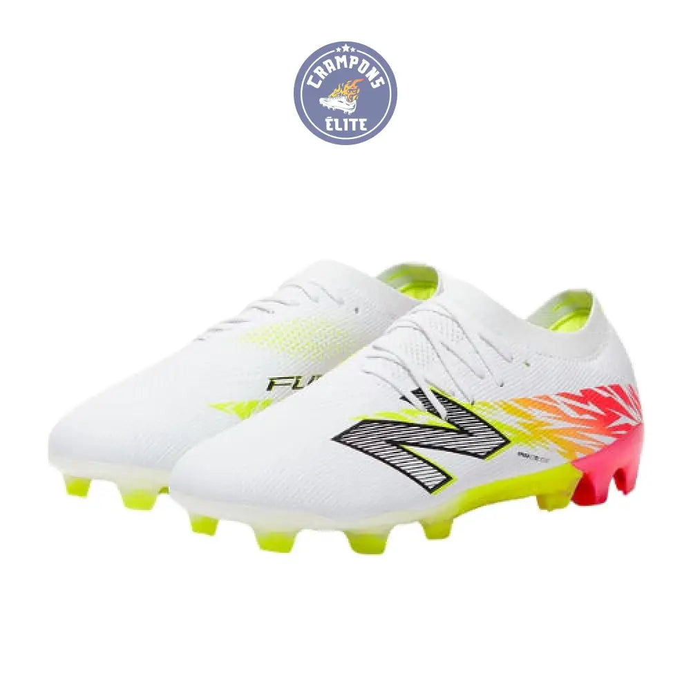 Image of New Balance FURON ELITE V8 FG - Blanc/Rouge Energie/Jaune Hi-Lite
