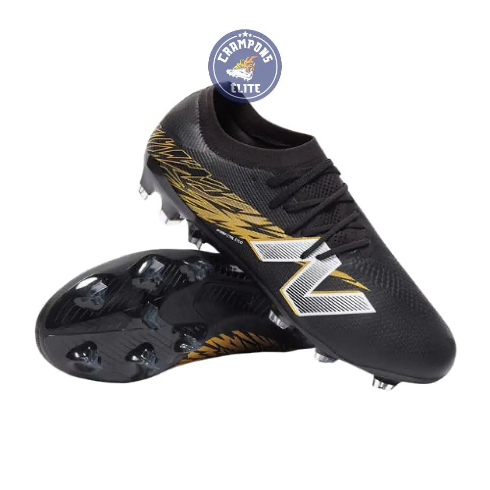 Image of New Balance FURON ELITE V8 FG - Noir/Or Métallique/Blanc
