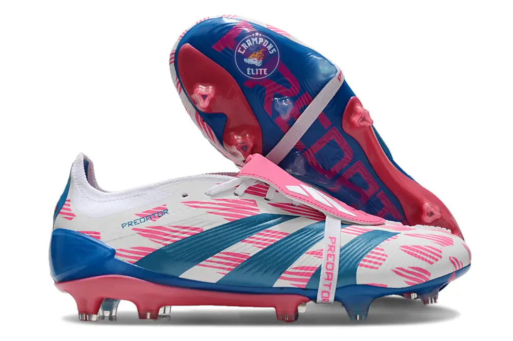 Predator 24 Elite Fold-over Tongue FG Reemergence - Blanc/Bleu/Rose