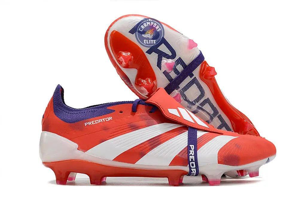 Predator 24 Elite Fold-over Tongue FG Rouge/Blanc/Violet