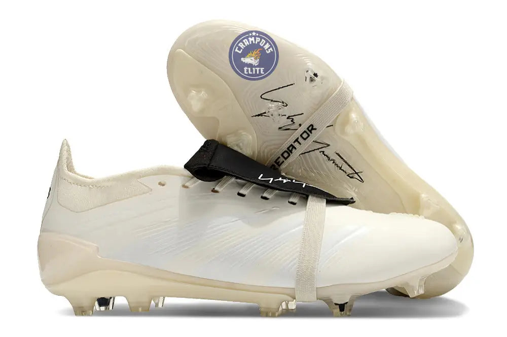 Image of Predator 24 Elite Fold-over Tongue FG Y-3 Blanc cassé/Noir