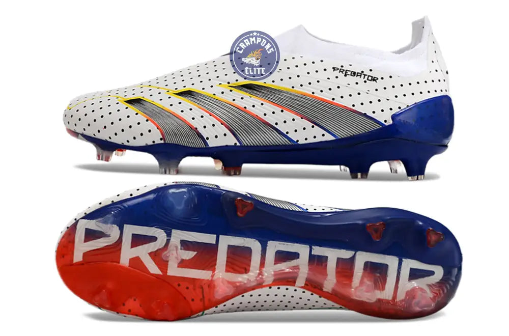 Image of Predator 24 Elite Laceless FG Predstrike - Blanc/Bleu Multicouleur