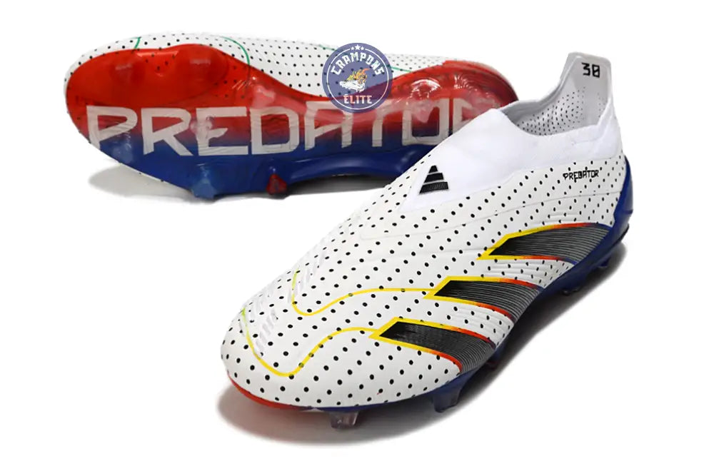 Image of Predator 24 Elite Laceless FG Predstrike - Blanc/Bleu Multicouleur