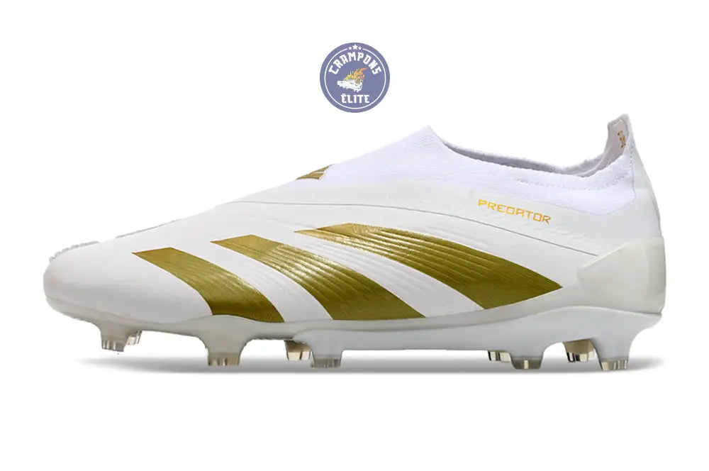 Image of Predator 24 Elite Laceless FG Predstrike - Blanc/Or
