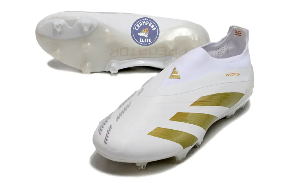 Predator 24 Elite Laceless FG Predstrike - Blanc/Or