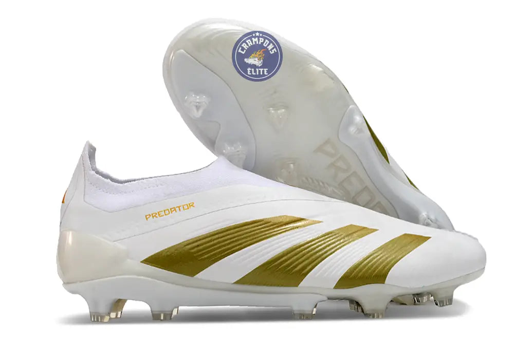 Image of Predator 24 Elite Laceless FG Predstrike - Blanc/Or