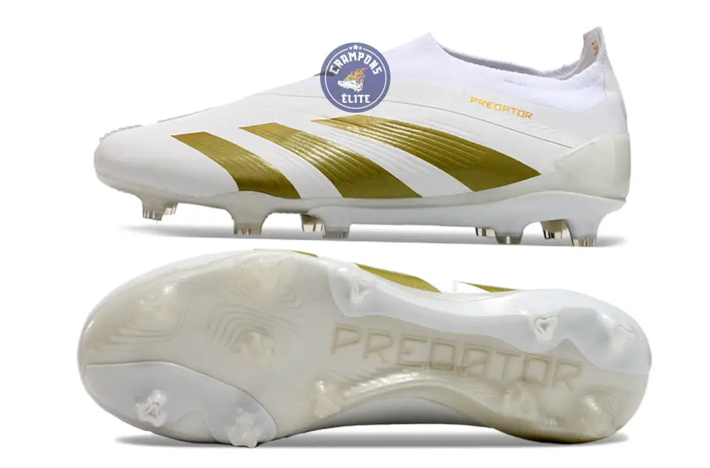 Image of Predator 24 Elite Laceless FG Predstrike - Blanc/Or