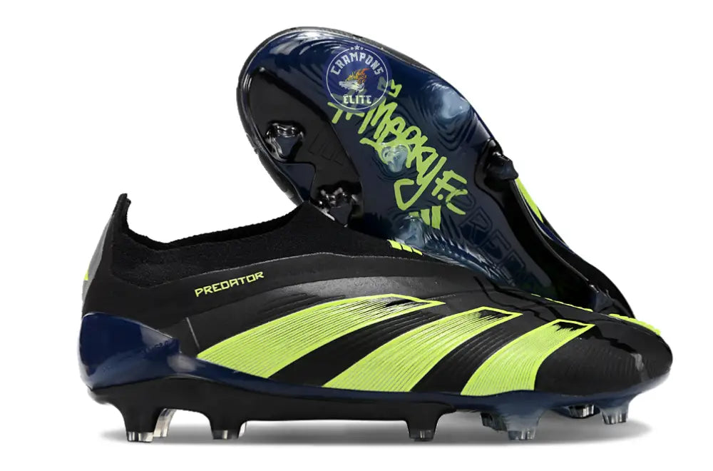 Image of Predator 24 Elite Laceless FG Predstrike - Merky FC Noir/Vert Fluo