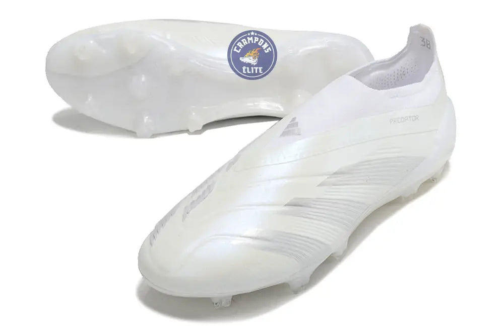 Image of Predator 24 Elite Laceless FG Predstrike - Pearlized - Blanc
