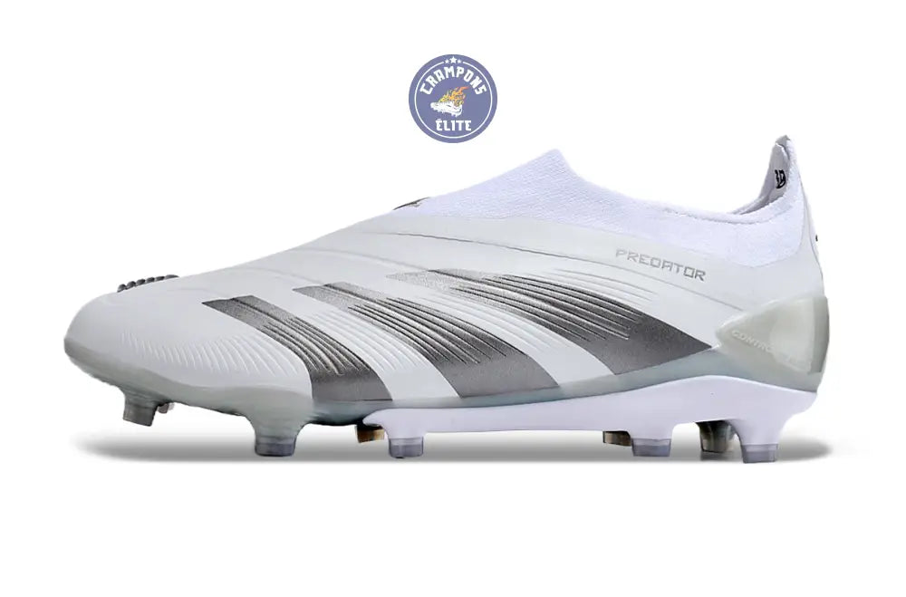 Predator 24 Elite Laceless FG Predstrike - Pearlized - Blanc/Argent