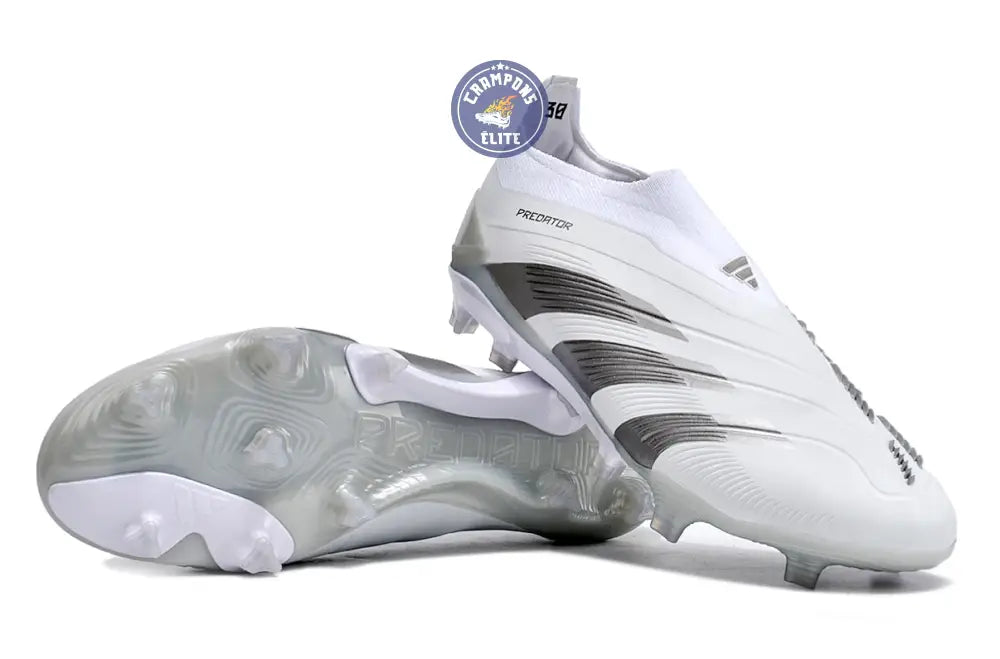 Image of Predator 24 Elite Laceless FG Predstrike - Pearlized - Blanc/Argent