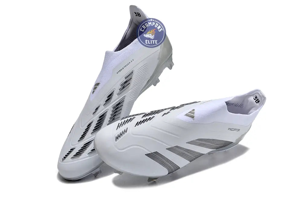 Predator 24 Elite Laceless FG Predstrike - Pearlized - Blanc/Argent
