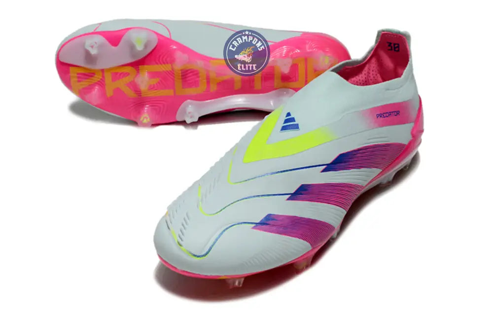 Image of Predator 24 Elite Laceless FG Predstrike - Stellar Icon - Almost Blue/Lucid Pink/Jaune