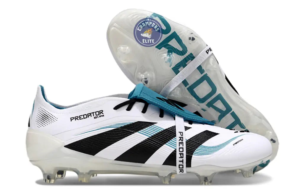 Predator 25 Elite Fold-over Tongue FG Blanc/Noir/Turquoise