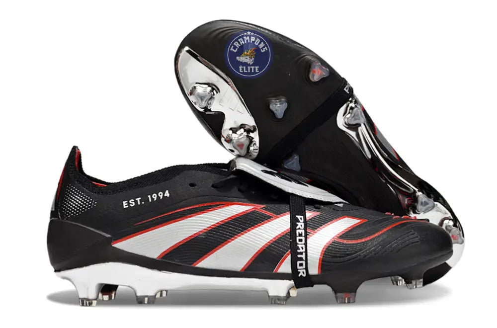 PREDATOR ELITE FOLD-OVER TONGUE FG OBSIDIAN STRIKE - Noir/Argent/Rouge