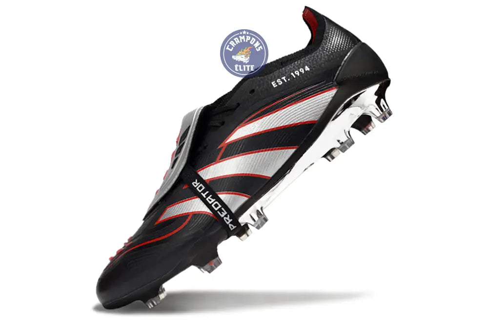 PREDATOR ELITE FOLD-OVER TONGUE FG OBSIDIAN STRIKE - Noir/Argent/Rouge