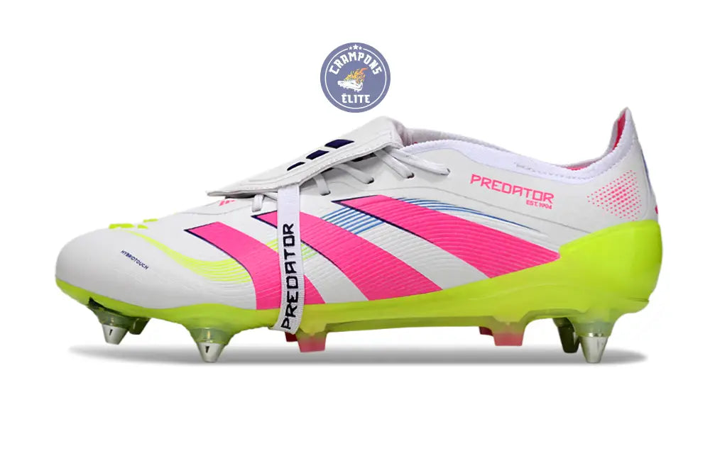 Image of PREDATOR ELITE FOLD-OVER TONGUE SG CELESTIAL VICTORY - BLANC/ROSE/VERT