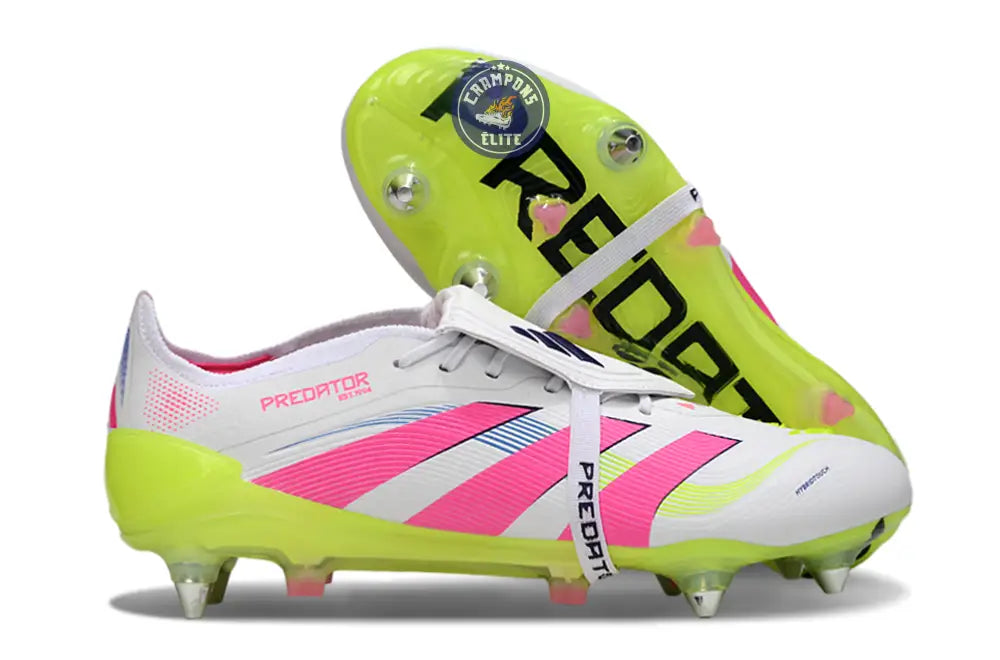 Image of PREDATOR ELITE FOLD-OVER TONGUE SG CELESTIAL VICTORY - BLANC/ROSE/VERT