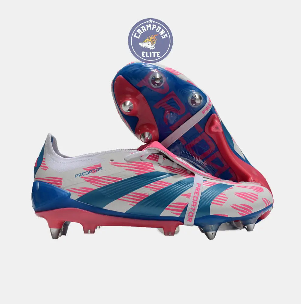 Image of Predator Elite Fold-over Tongue SG Reemergence - Blanc/Bleu/Rose