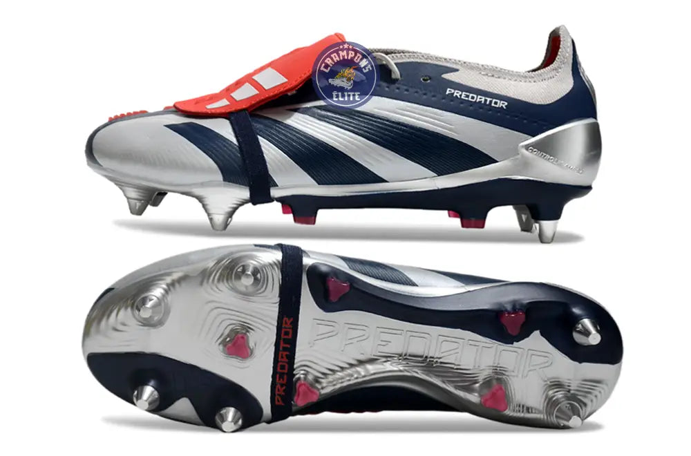 Predator Elite Fold-over Tongue SG Roteiro - Argenté/Bleu marine/Rouge ÉDITION LIMITÉE