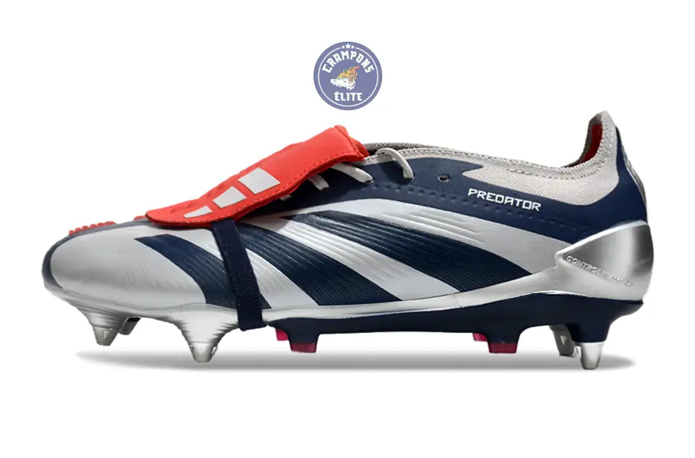 Predator Elite Fold-over Tongue SG Roteiro - Argenté/Bleu marine/Rouge ÉDITION LIMITÉE
